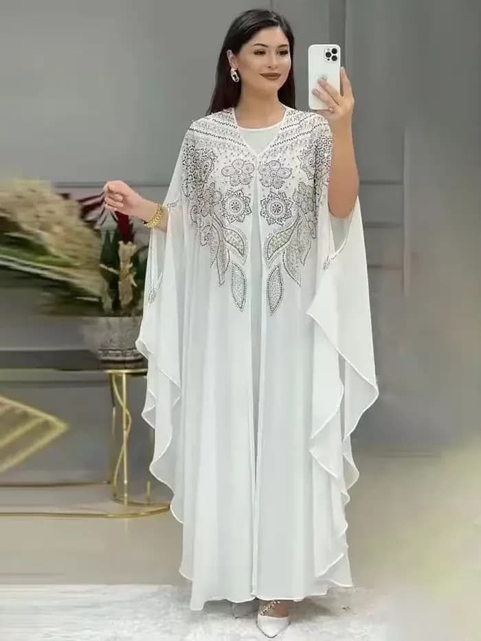Abayas pour femmes dubaï luxe 2024 mousseline de soie Boubou robe de mode musulmane Caftan Marocain Occasions de fête de mariage Djellaba Femme