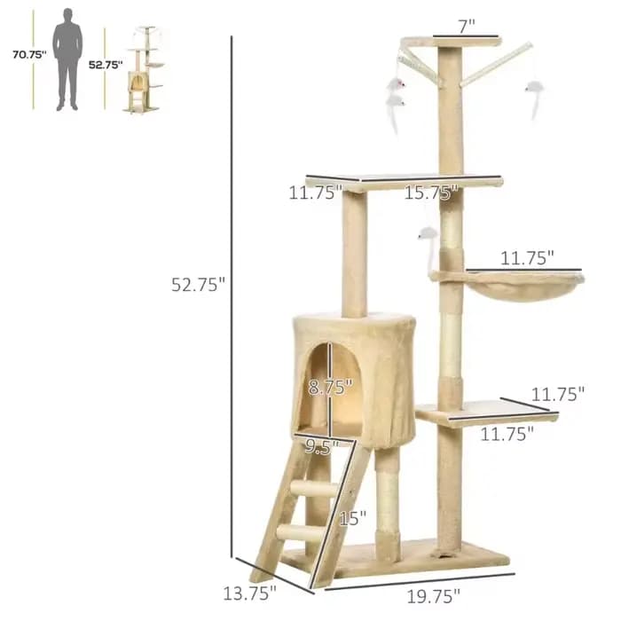 Arbre à chat adapté aux jouets pour animaux de compagnie, condo, plateformes de saut, jouets suspendus pour chats