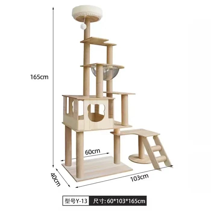 Arbre à chat en bois haut avec condo pour chat, perchoir en peluche douce, meuble d'escalade stable à plusieurs niveaux pour chatons et chats d'intérieur