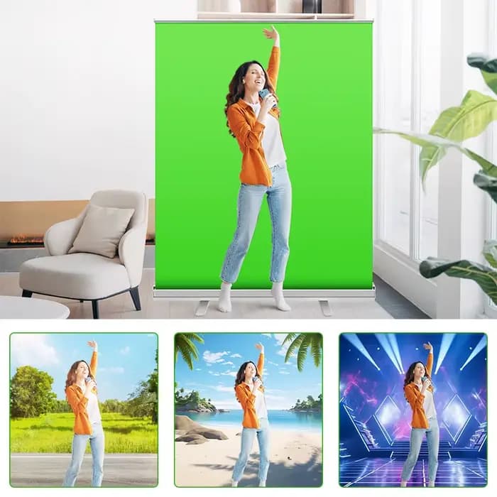 Écran vert portable en polyester à nervures vers le haut