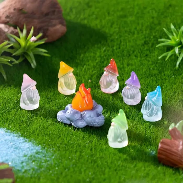 6 mini-gnomes lumineux pour jardin féerique, accessoires de décoration pour micro-paysages forestiers, décoration intérieure.