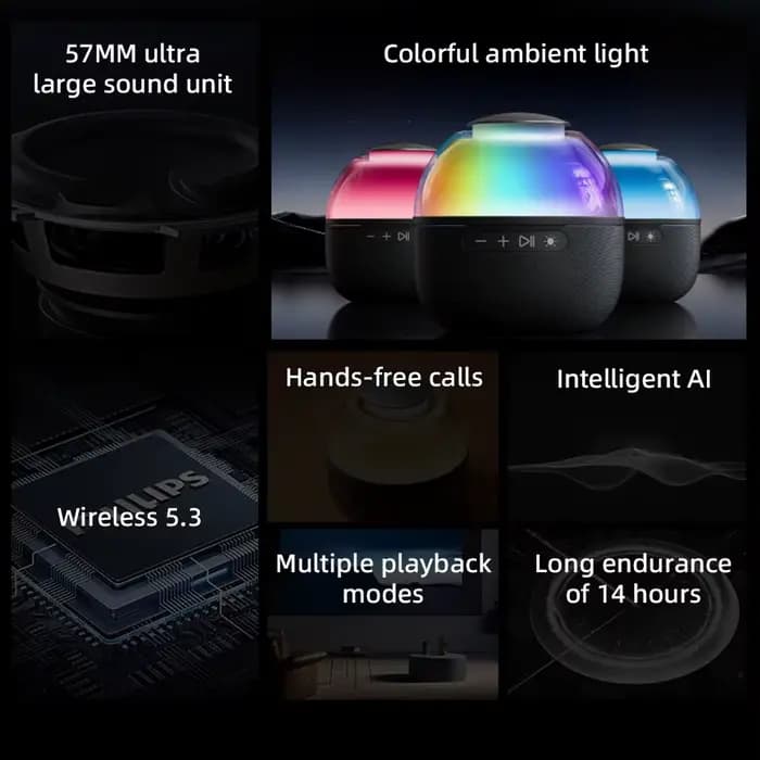 Philips TAS2009 Haut-parleur Bluetooth sans fil intelligent Pratique pour la maison 360 ° Audio sonore surround avec