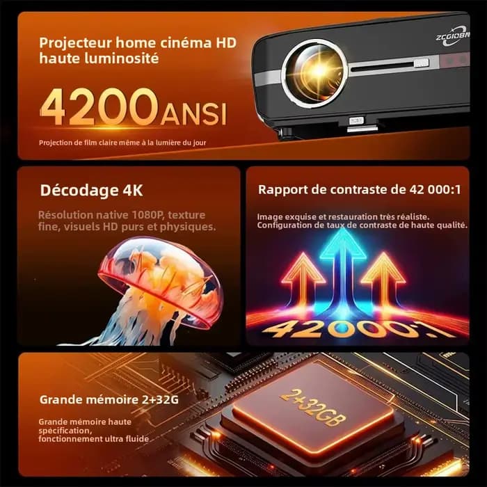 Projecteur intelligent 4K Google TV officiel certifié Netflix