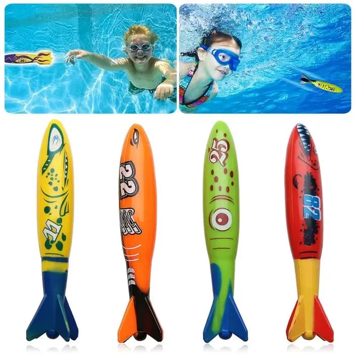 Piscine d'été pour enfants, jouets de natation, fusée de requin, jouets de lancer, jeu amusant dans l'eau, ensemble de plongée et de coulage pour garçons et filles