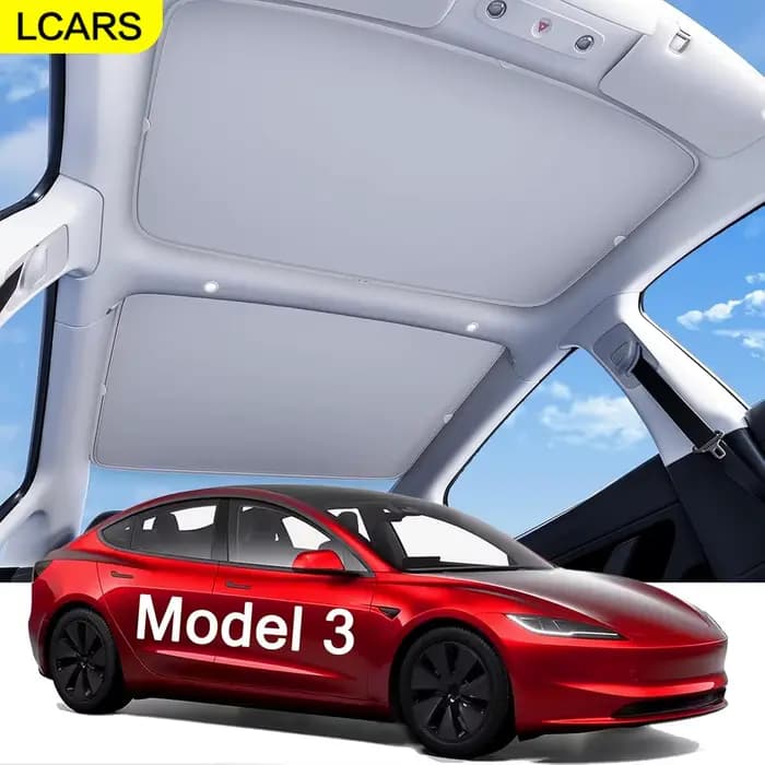 Pare-soleil de toit Lcars, version améliorée du pare-soleil de toit ouvrant, compatible avec les modèles Tesla Model 3 2021-2023 et Model 3 Highland 2024-2025, pare-soleil de toit ouvrant divisé