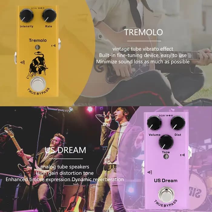 JEEffprotected-Pédale électrique Vintage Overdrive, Distortion Crunch, Distortion, US repll, Classic Chorus, Vintage Phase, Digital Delay