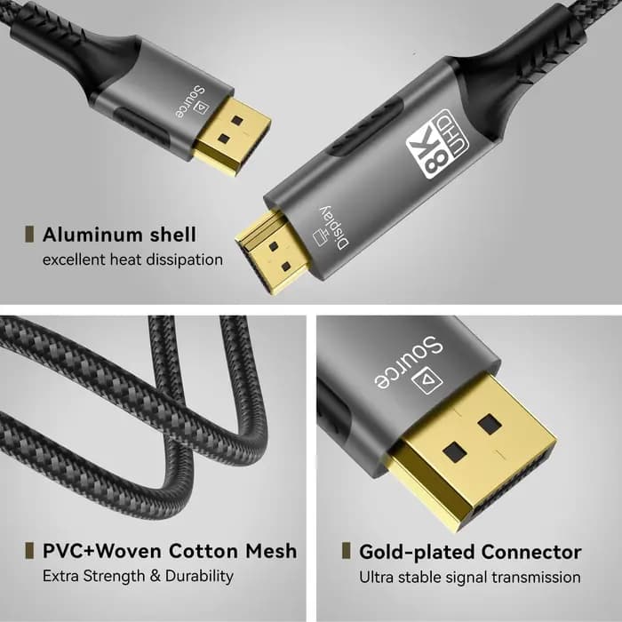 Câble compatible DisplayPort vers HDMI 8K