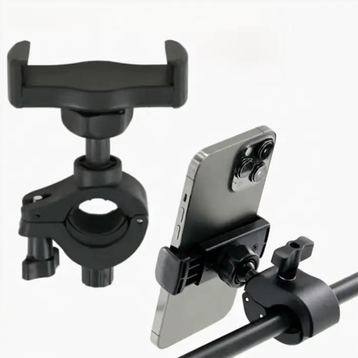 Support de téléphone universel à pince pour tube rond, rotatif à 360°, fixation sur guidon, pour téléphones de 5 à 7 pouces