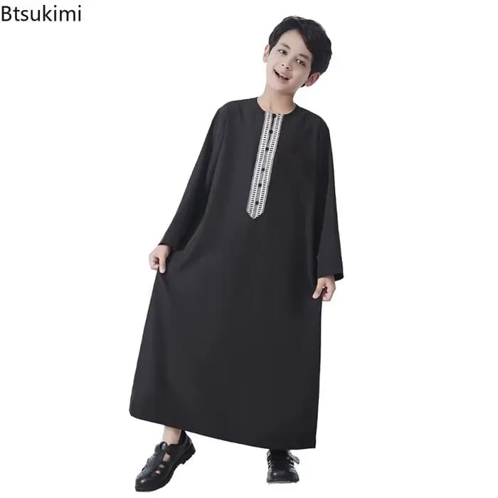 Moyen-Orient dubaï jeunesse Jubba Thobe robe à manches longues Abaya caftan Djellaba Eid Thoub Daffah Arabie Saoudite Hui vêtements ethniques