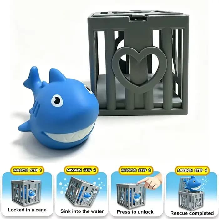 Jeu de plongée sous-marine pour enfants, ensemble de jouets mignons en forme de requin avec cage de capture, jouets d'été pour l'entraînement à la piscine pour garçons et filles