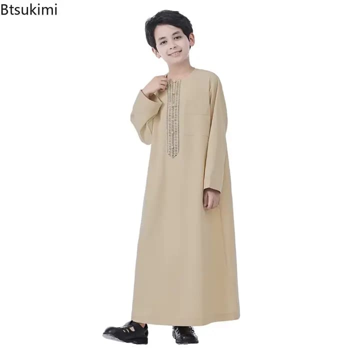 Moyen-Orient dubaï jeunesse Jubba Thobe robe à manches longues Abaya caftan Djellaba Eid Thoub Daffah Arabie Saoudite Hui vêtements ethniques