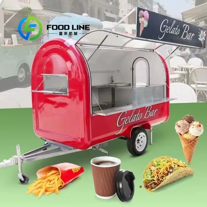 Kiosque de restauration mobile économique pour carnaval de rue, petite remorque à café, chariot de vente de hot-dogs et beignets à vendre, personnalisable
