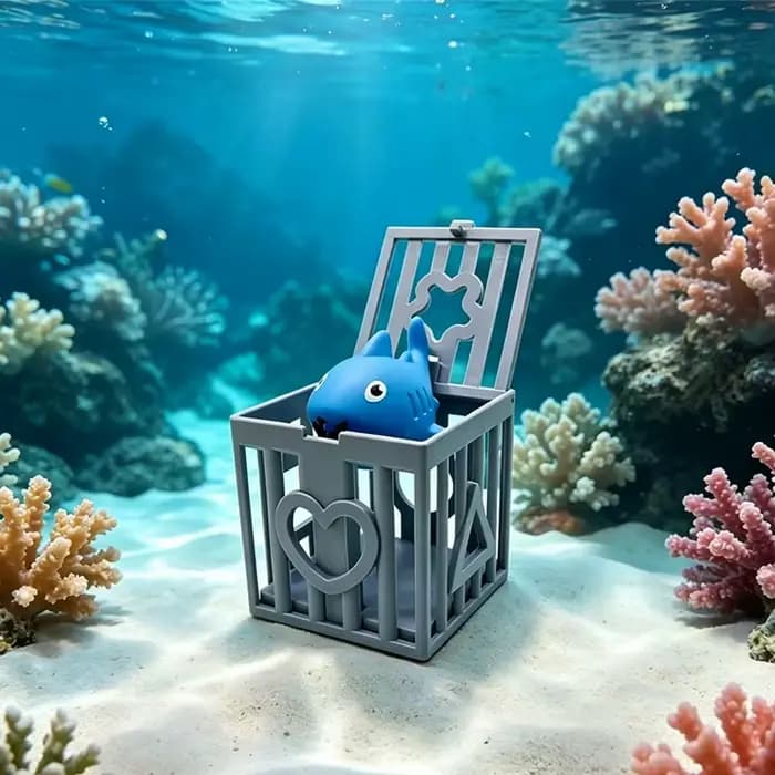 Jeu de plongée sous-marine pour enfants, ensemble de jouets mignons en forme de requin avec cage de capture, jouets d'été pour l'entraînement à la piscine pour garçons et filles