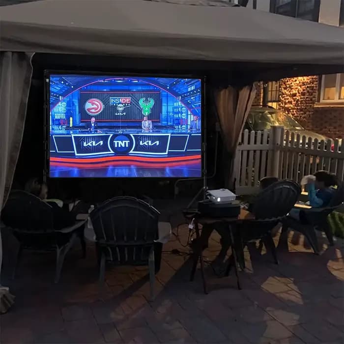 Écran de projecteur VEIDADZ avec support blanc sans plis 160 ° Angle de vision 60-150 pouces