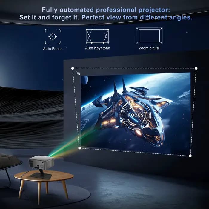 Salange Nouveau projecteur intelligent Android 14 5G Wifi6 Bluetooth Mini