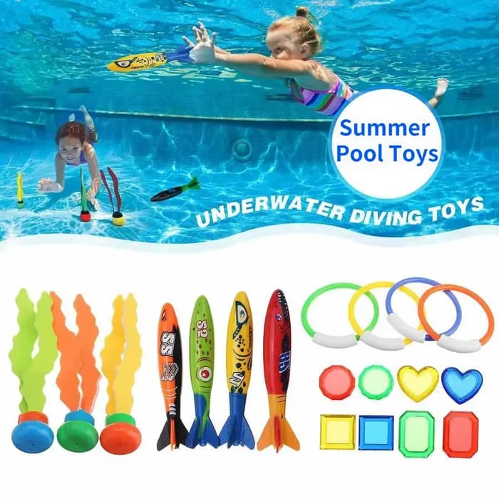 Piscine d'été pour enfants, jouets de natation, fusée de requin, jouets de lancer, jeu amusant dans l'eau, ensemble de plongée et de coulage pour garçons et filles