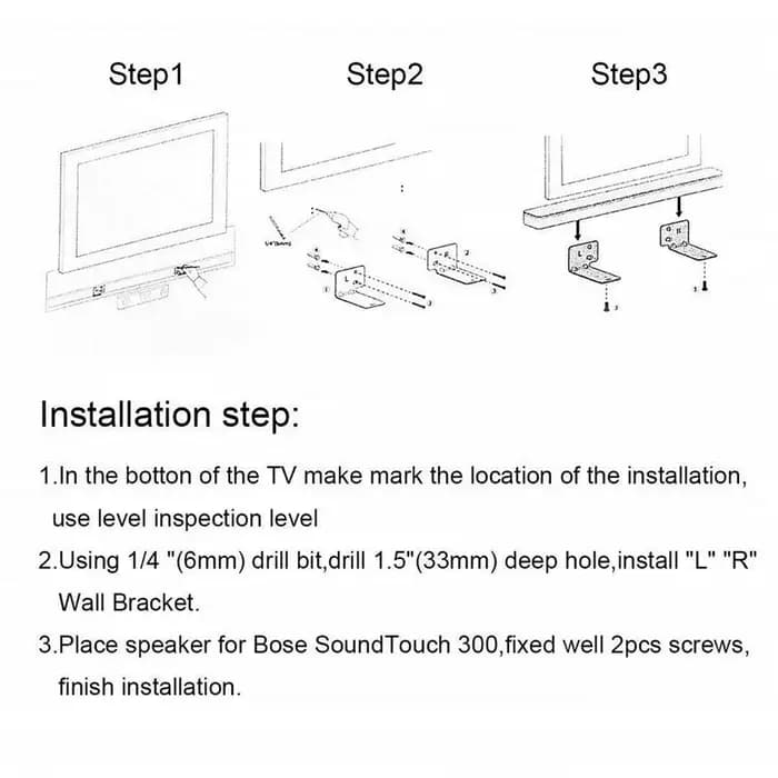 Kit de montage mural pour barre de son BOSE Soundtouch 300