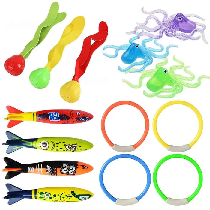 Ensemble de jouets de plongée en piscine d'été, cercle de natation créatif coloré, flotteur, ensemble de jeu de plongée sous-marine, accessoires de fête de natation ZYF