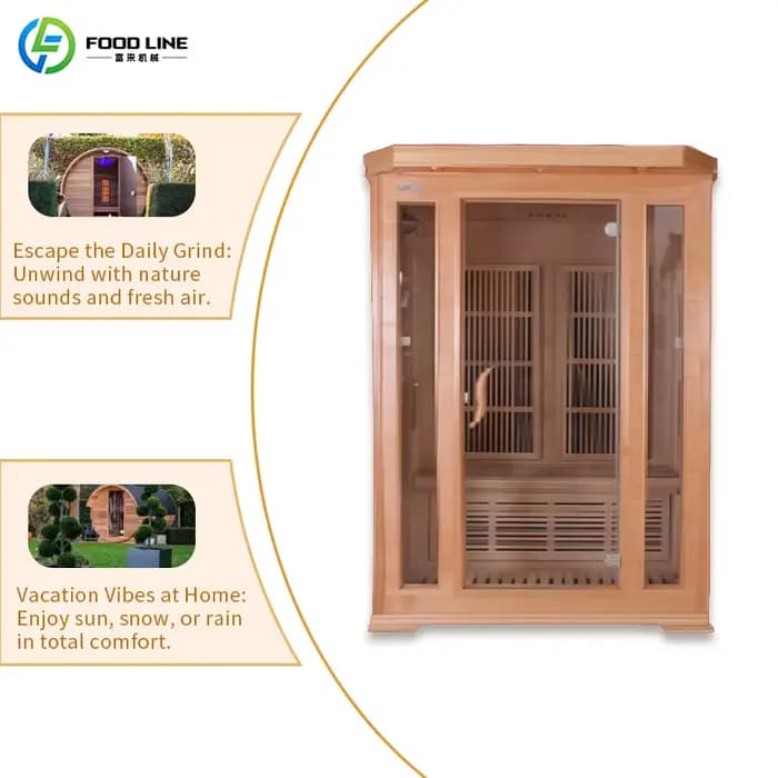 Sauna à vapeur extérieur commercial, grande capacité pour 6 à 8 personnes, sauna en bois massif pour hôtel, spa, parc aquatique