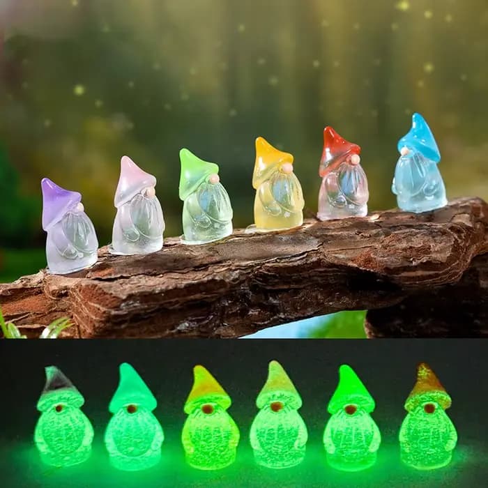 6 mini-gnomes lumineux pour jardin féerique, accessoires de décoration pour micro-paysages forestiers, décoration intérieure.