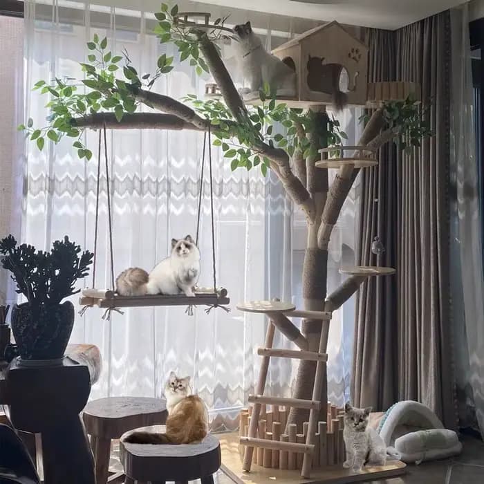 Arbre de simulation d'intérieur pour chat, grand cadre d'escalade familial, fournitures de dressage pour animaux de compagnie, grattoirs à tour pour chats, accessoires pour animaux de compagnie