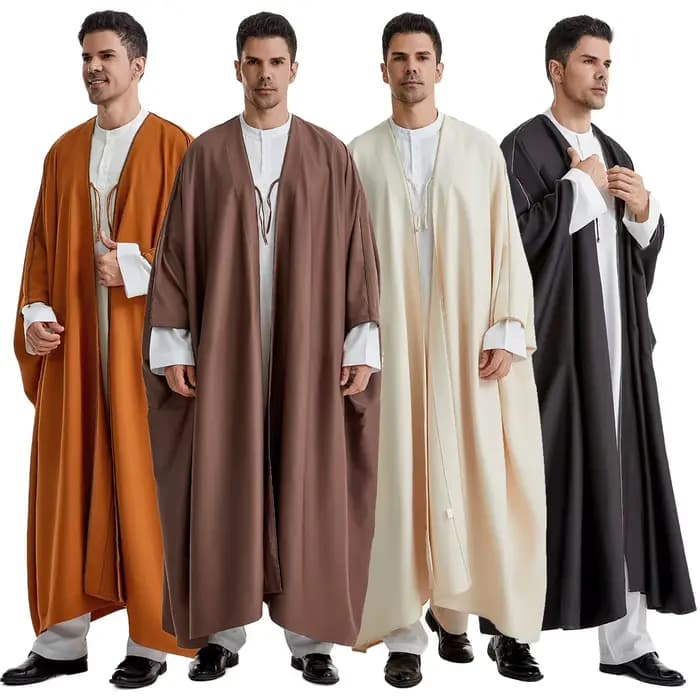 Djellaba de Ramadan pour Homme Musulman, Abaya Ouverte, Kaftan de Prière, Robe Cardigan Arabe de Turquie, Maroc, Jubba, Thobe, Islam, Dishdasha