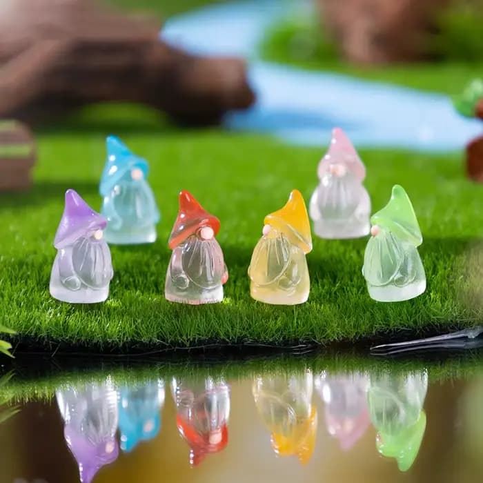 6 mini-gnomes lumineux pour jardin féerique, accessoires de décoration pour micro-paysages forestiers, décoration intérieure.