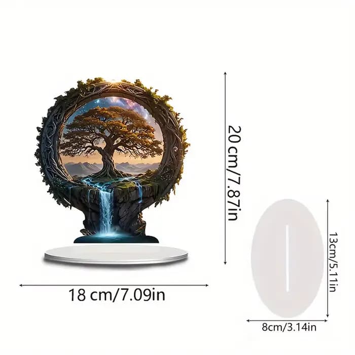 1 pièce Décoration Arbre de Vie en Acrylique Art Déco - Impression 2D, Thème Végétal, Présentoir de Table, Polyvalent pour la Maison et le Bureau