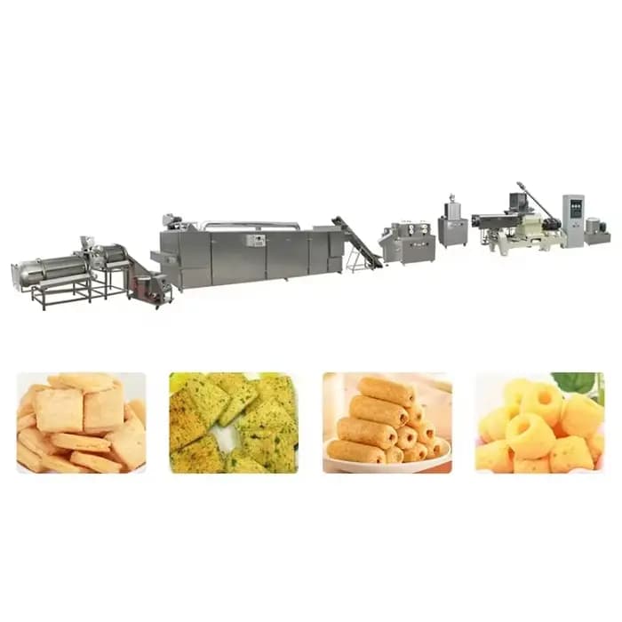 Ligne de production de snacks soufflés personnalisés, mélangeur de transformation, friteuse automatique pour craquelins de riz fourrés au chocolat, à la confiture et au beurre de cacahuète