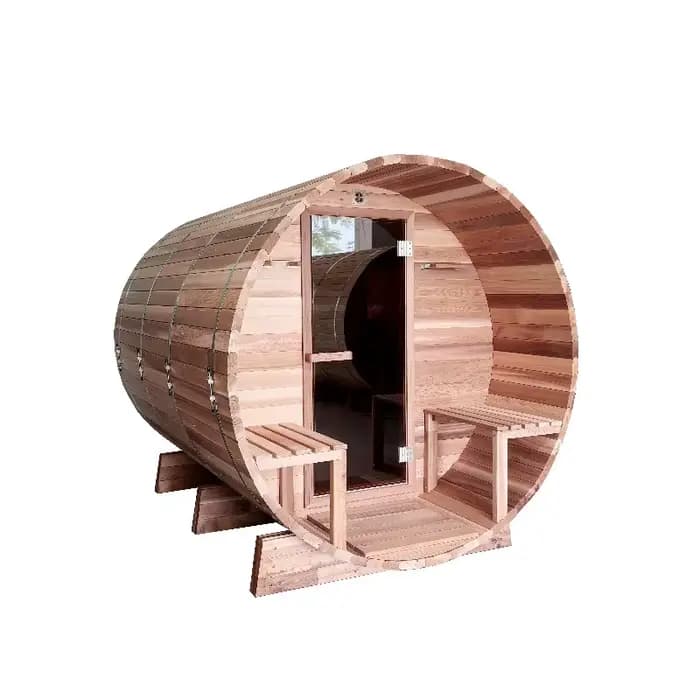Sauna rond personnalisé pour 3-4 personnes, sauna sec traditionnel de haute qualité en bois massif pour l'extérieur