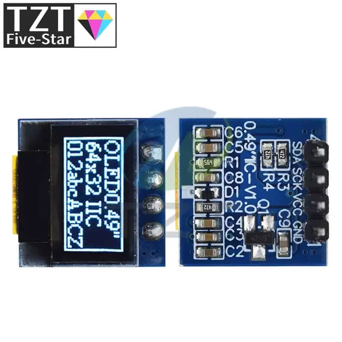 GREATZT 1/2 pièces 0.49 pouces OLED Module LCD blanc 0.49 "écran 64x32 I2C IIC Interface SSD1315 pilote pour Arduino AVR STM32