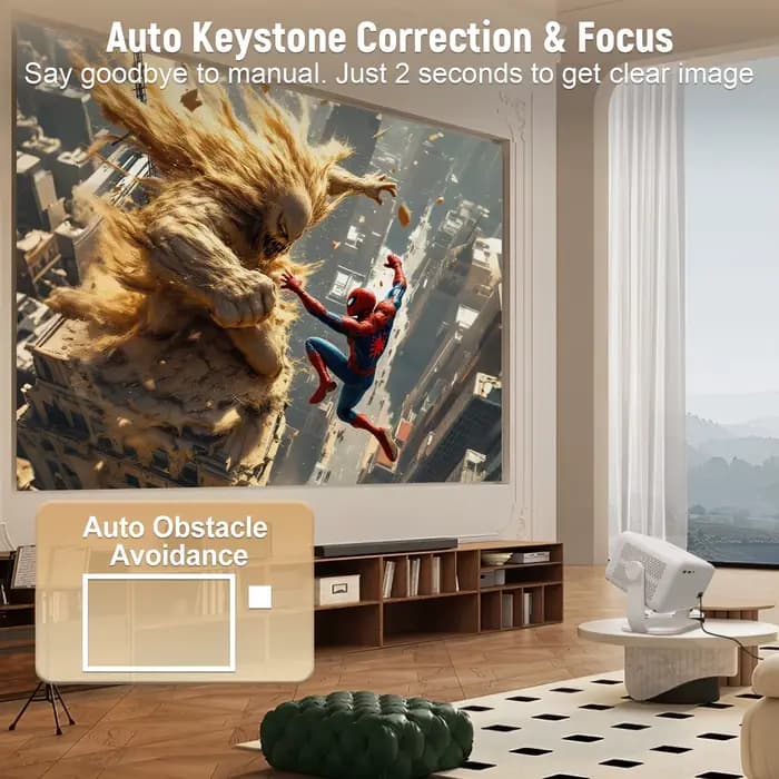 Projecteur Velec Compatible avec Netflix 650ANSI Android 13 Portable 4K natif Wifi6 BT5.2 1080P TP350 Correction automatique du Keystone