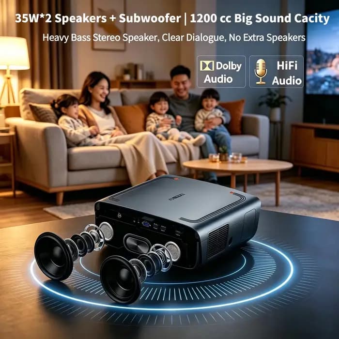 Projecteur Vidéo 4K UHD 4200 ANSI Android 14 Google TV Smart Home Cinéma WiFi6 TOF Auto Focus Double Haut-parleurs