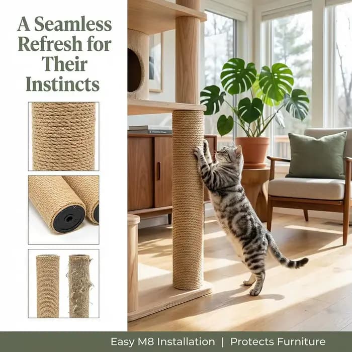 Accessoires de remplacement pour arbre à chat DIY : Poteaux de griffage pour animaux de compagnie, piliers en tube de carton rigide avec cordes en sisal