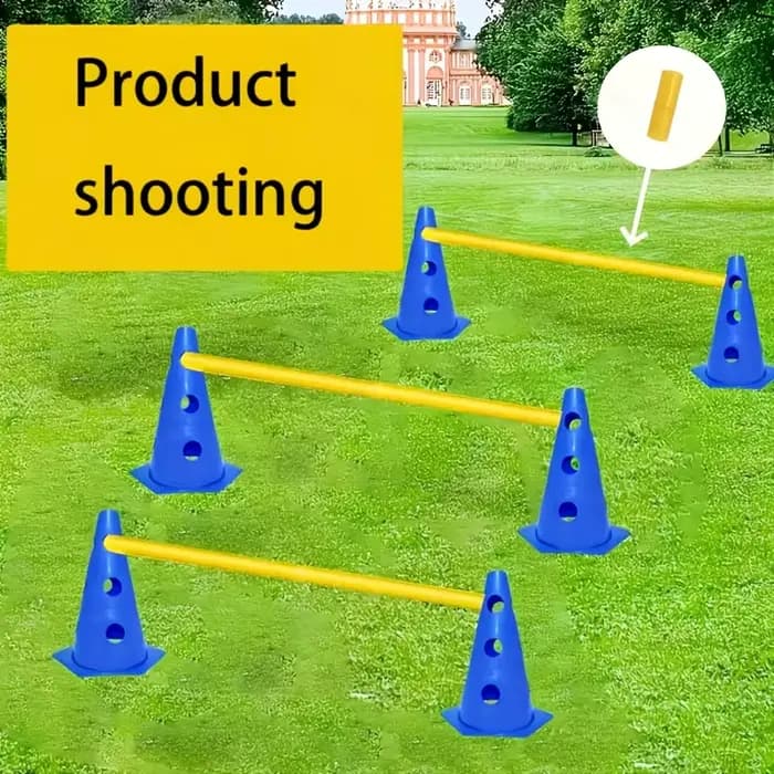 Ensemble d'équipements d'agility pour chiens avec seau perforé et support de barrière