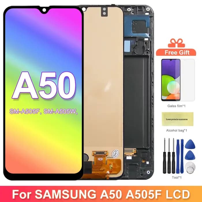 Écran d'affichage tft A50 avec cadre, pour Samsung Galaxy A50 A505 A505FN/DS A505F/DS écran LCD remplacement de l'écran tactile numérique