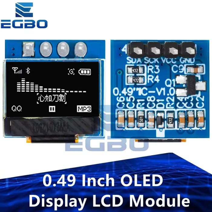 EGBO – Module LCD d'affichage OLED de 0.49 pouces, blanc, écran de 0.49 pouces, 64x32, Interface I2C IIC, pilote SSD1306 pour Arduino AVR STM32, 1 à 5 pièces