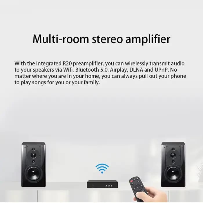 HiFiMuse R20 Streamer de musique sans fil AirPlay DLNA Spotify Connect récepteur Audio Multiroom avec Bluetooth 5.0 USB DAC AUX WiFi