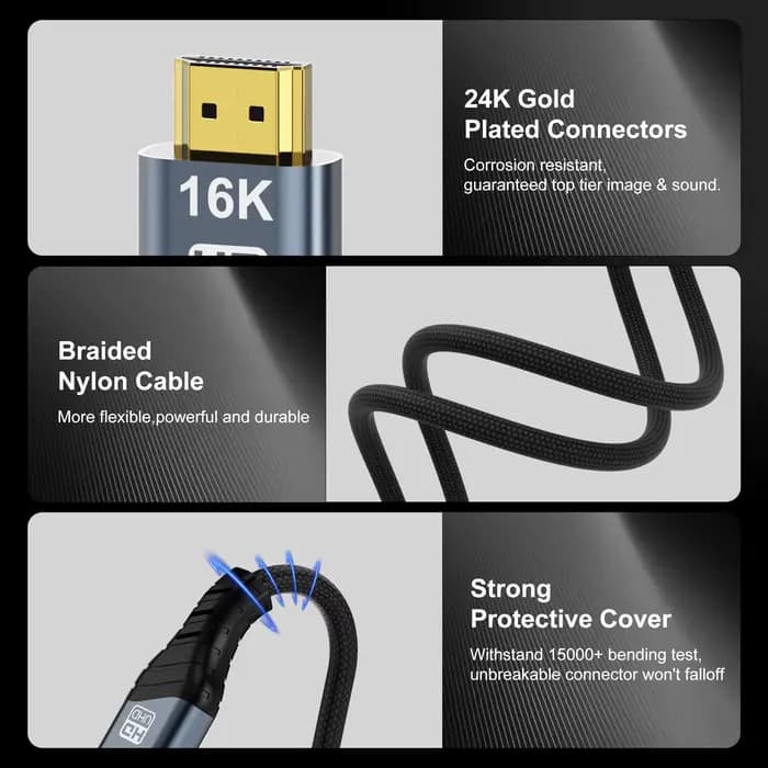 Câble HDMI 2.2 Ultra-haute vitesse 96Gbps bande passante prise en charge 8K @ 120Hz 4K @ 240Hz 2K @ 360Hz protocole LIP pour moniteur TV jeu 3m 5m de Long