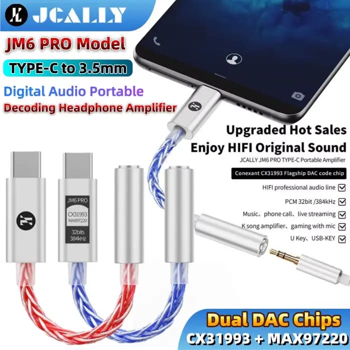 JCALLY JM6 Pro type-c à 3.5mm double DAC CX31993 MAX97220 décodage Audio numérique amplificateur de casque adaptateur