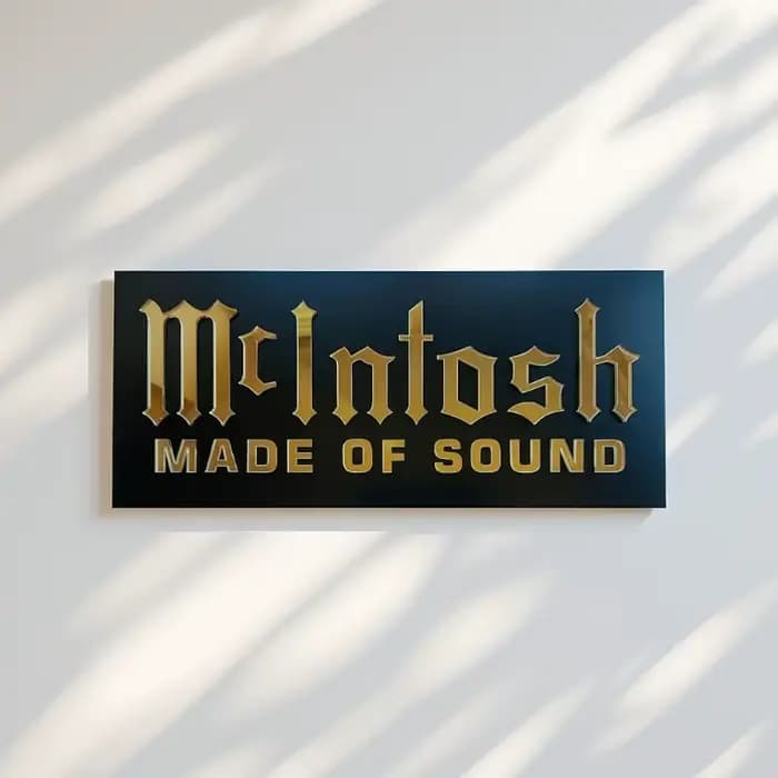 Panneau mural McIntosh – Plaque en acrylique miroir doré pour salle de cinéma