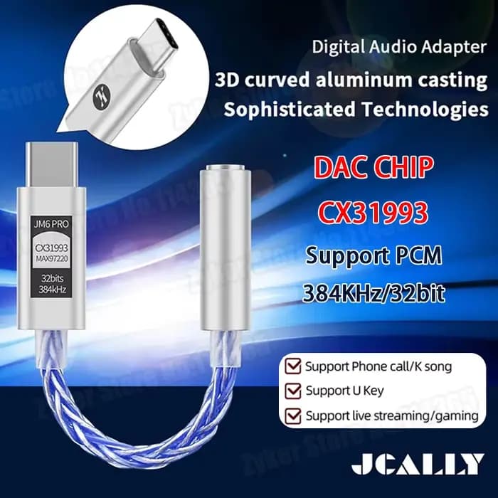 JCALLY JM6 Pro CX31993 Hifi DAC type-c à 3.5mm décodage Audio numérique amplificateur de casque Portable DAC Type C