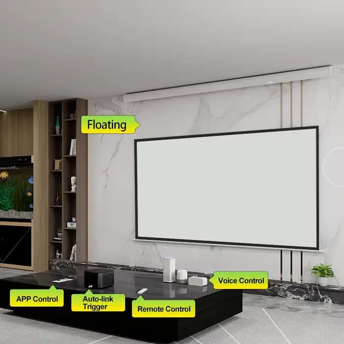 Écran de Projection électrique déroulant motorisé en fibre de verre blanc