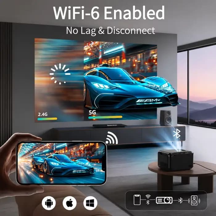 CAIWEI A6W Projecteur 4K Full HD 1080P