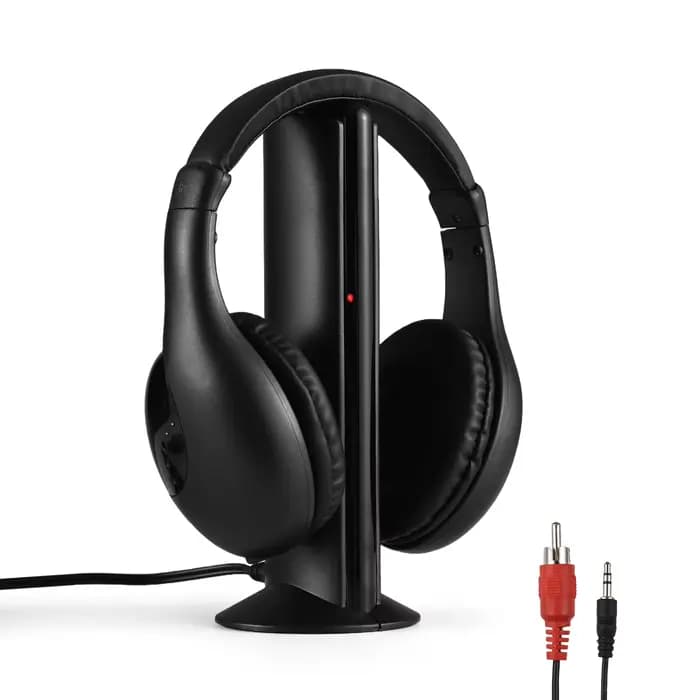 Casque TV sans fil 5-en-1 - Portée de 30 m avec décodeur optique/coaxial pour visionnage privé et ra