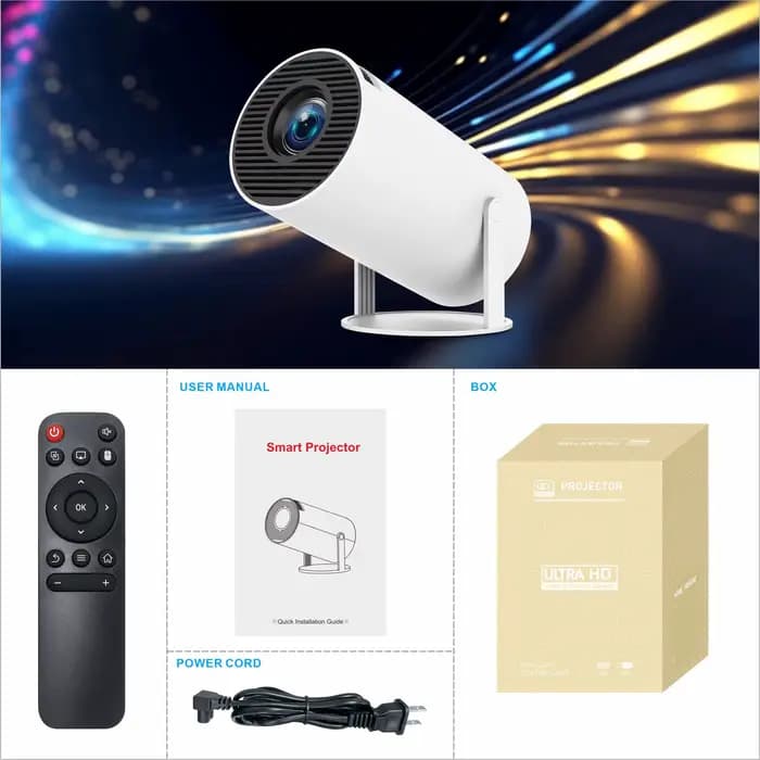 Projecteur HY300 PRO Android 11 260ANSI 4K Double Wifi6 BT5.4 1080P 1280*720P 8000 Lumens Home Cinem