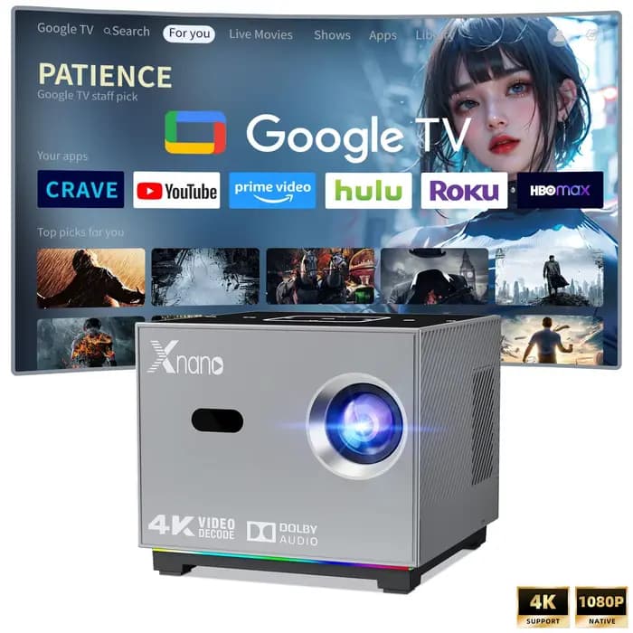Xnano X3 Smart Projector 720P Native 4K Decode Android 11 Electric Focus 190ANSI Dual WiFi BT5.0 RGB Light Sync Home Theater Beamer