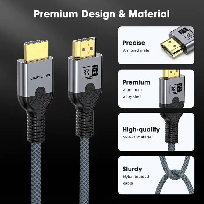 Câble vidéo 8K HDMI 2.1 haute vitesse 48Gbps dynamique HDR 8K/60Hz 4K/120Hz UHD