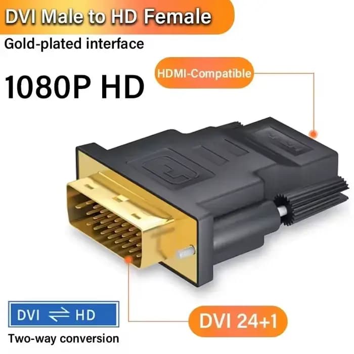 Adaptateur DVI vers HDMI pour PC et budgétaire HDTV, DVI 24 + 1 vers prise plaquée compatible HDMI,