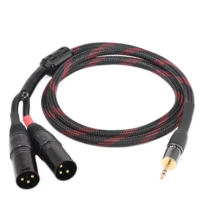 ATAUDIO câble HiFi XLR 3.5mm vers XLR Aux cordon Audio TRS stéréo 3.5 à 2XLR mâle pour Microphone or